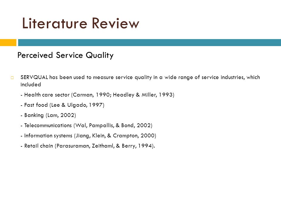 literature review for service quality